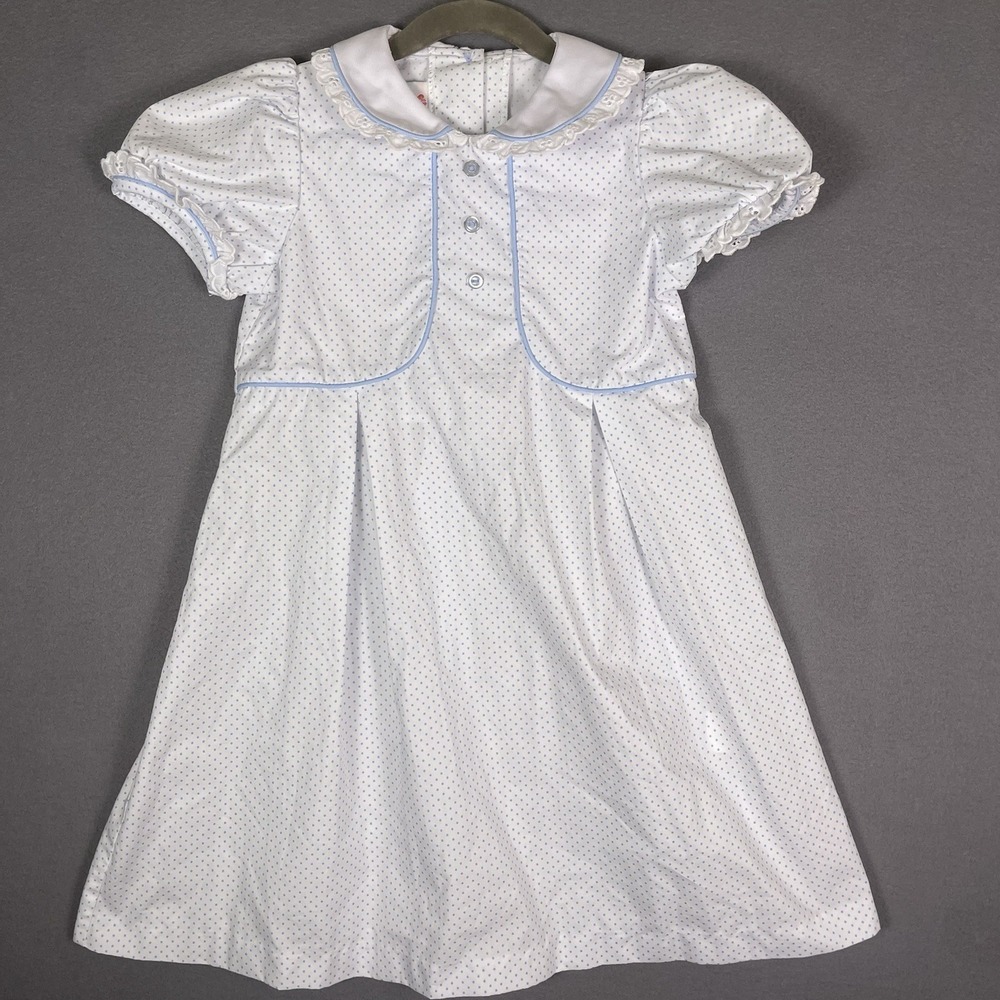 Shrimp and Grits Girls Dress Size 6, Blue Polka Dots